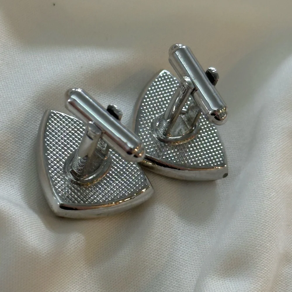 Vintage Silver and Blue Gray Stone Cufflinks